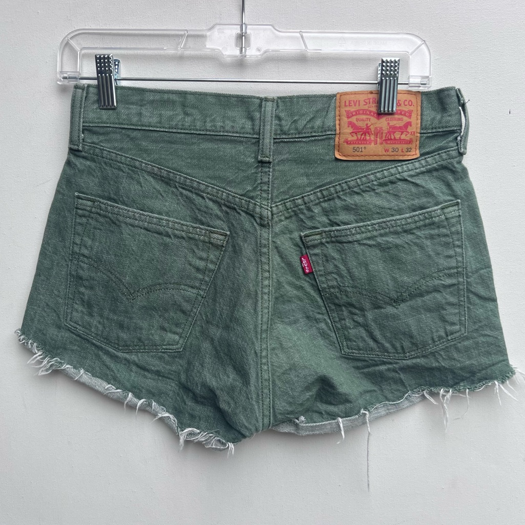 Levi’s Green Denim Cutoff Shorts 30